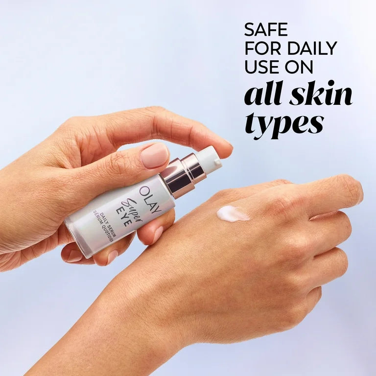 Olay Super Eye Serum - Vitamin C, Caffeine, Niacinamide, Amino Peptide, Aloe Vera - Brightens Dark Circles, Anti-Wrinkle, Anti-Aging, Brightening, Smooths Fine Lines, Firming, Hydrating, 0.45 Oz