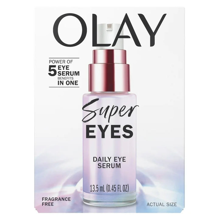 Olay Super Eye Serum - Vitamin C, Caffeine, Niacinamide, Amino Peptide, Aloe Vera - Brightens Dark Circles, Anti-Wrinkle, Anti-Aging, Brightening, Smooths Fine Lines, Firming, Hydrating, 0.45 Oz