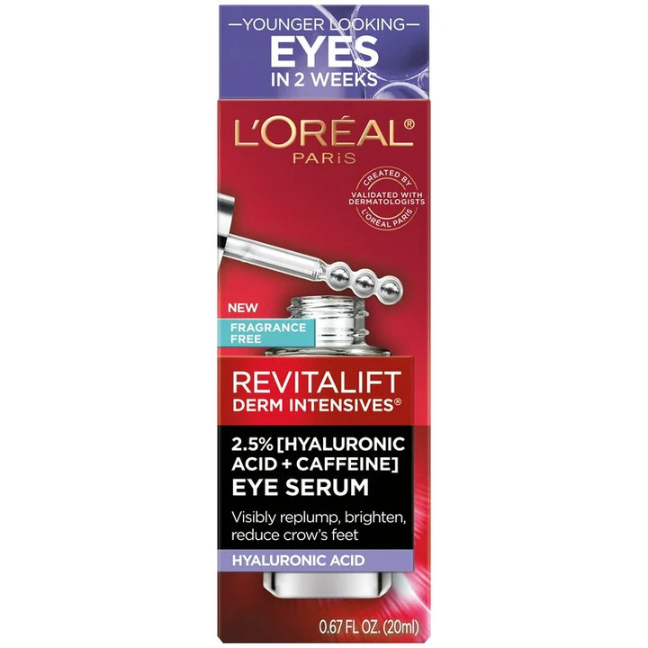 Loreal Paris Revitalift 2.5% hyaluronicCaffeine Eye Serum, Replumps, 0.67 fl oz