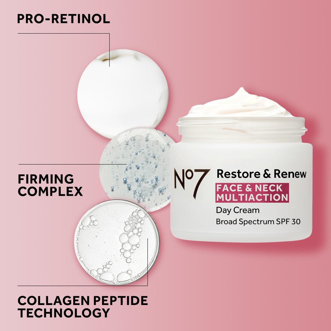 No7 Restore & Renew Face & Neck Multi Action Day Cream SPF 30 (fragrance free) - 50ml