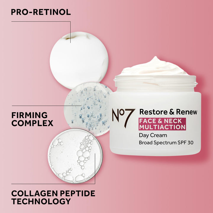 No7 Restore & Renew Face & Neck Multi Action Day Cream SPF 30 (fragrance free) - 50ml