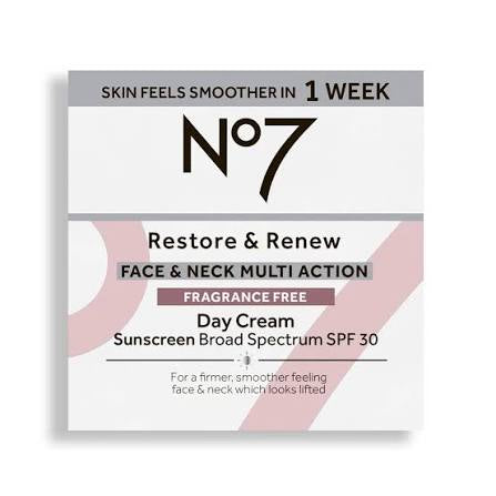 No7 Restore & Renew Face & Neck Multi Action Day Cream SPF 30 (fragrance free) - 50ml