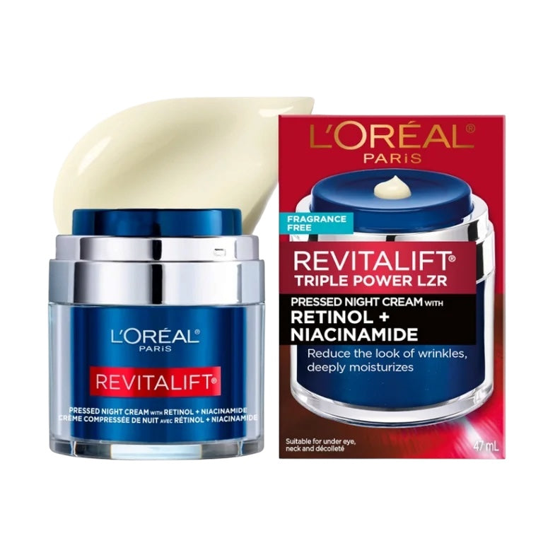 Loreal Paris Revitalift Pressed Night Cream with Retinol+Niacinamide, Anti-Aging Cream- 48g (fragrance free)