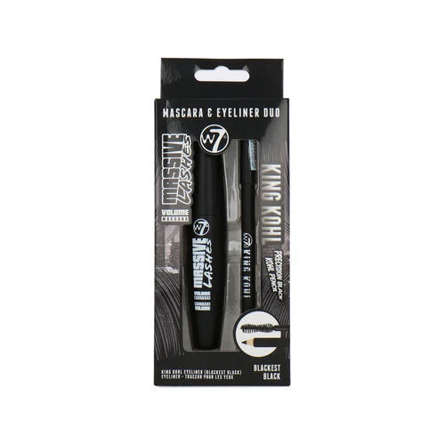 W7 Mascara & Eyeliner Duo - Massive Lashes & King Kohl - Blackest Black